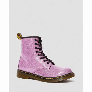 Dr Martens 1460 Glitter Lace Up - Ruzove Cizmy Detske, D409SK